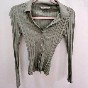 Ur and outfitters. Olive green stretchy button up blouse